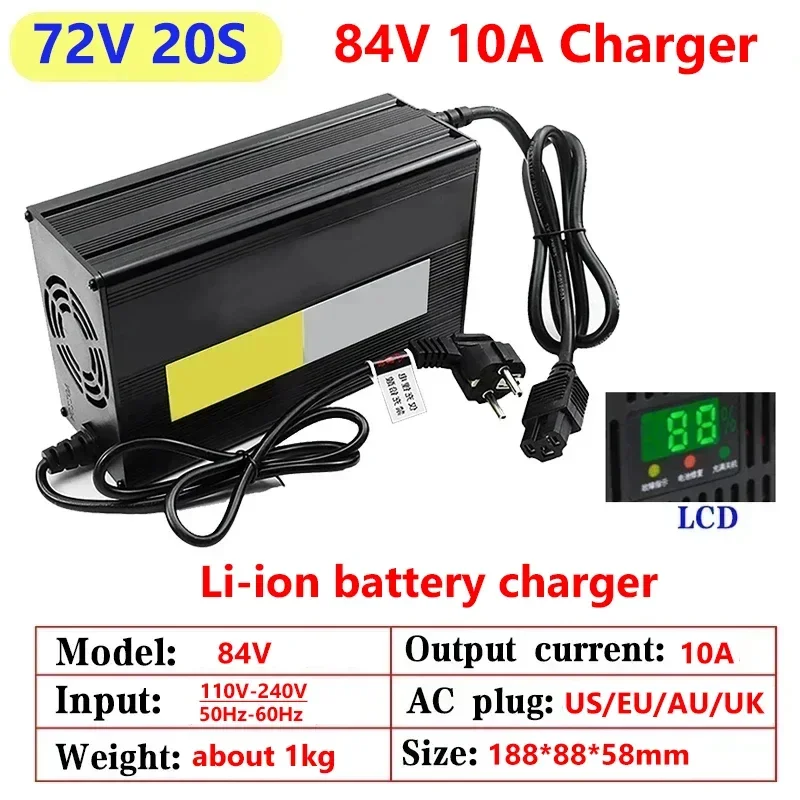 10A 48V 60V 72V Lithium Batter - 84V 20A Smart Charger ulasan dan harga